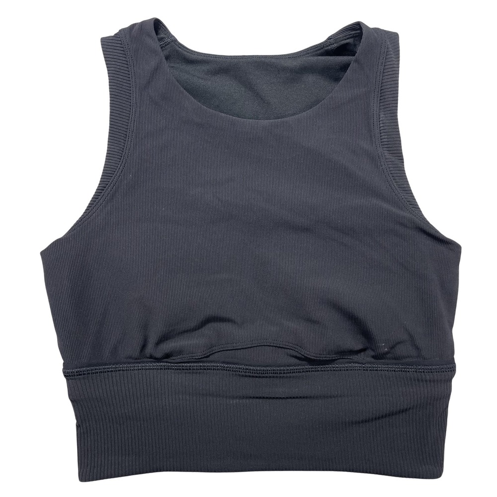 Lululemon Bra Womens 6 Black High Neck Ribbed Longline Sports Bra Yoga Gym Run